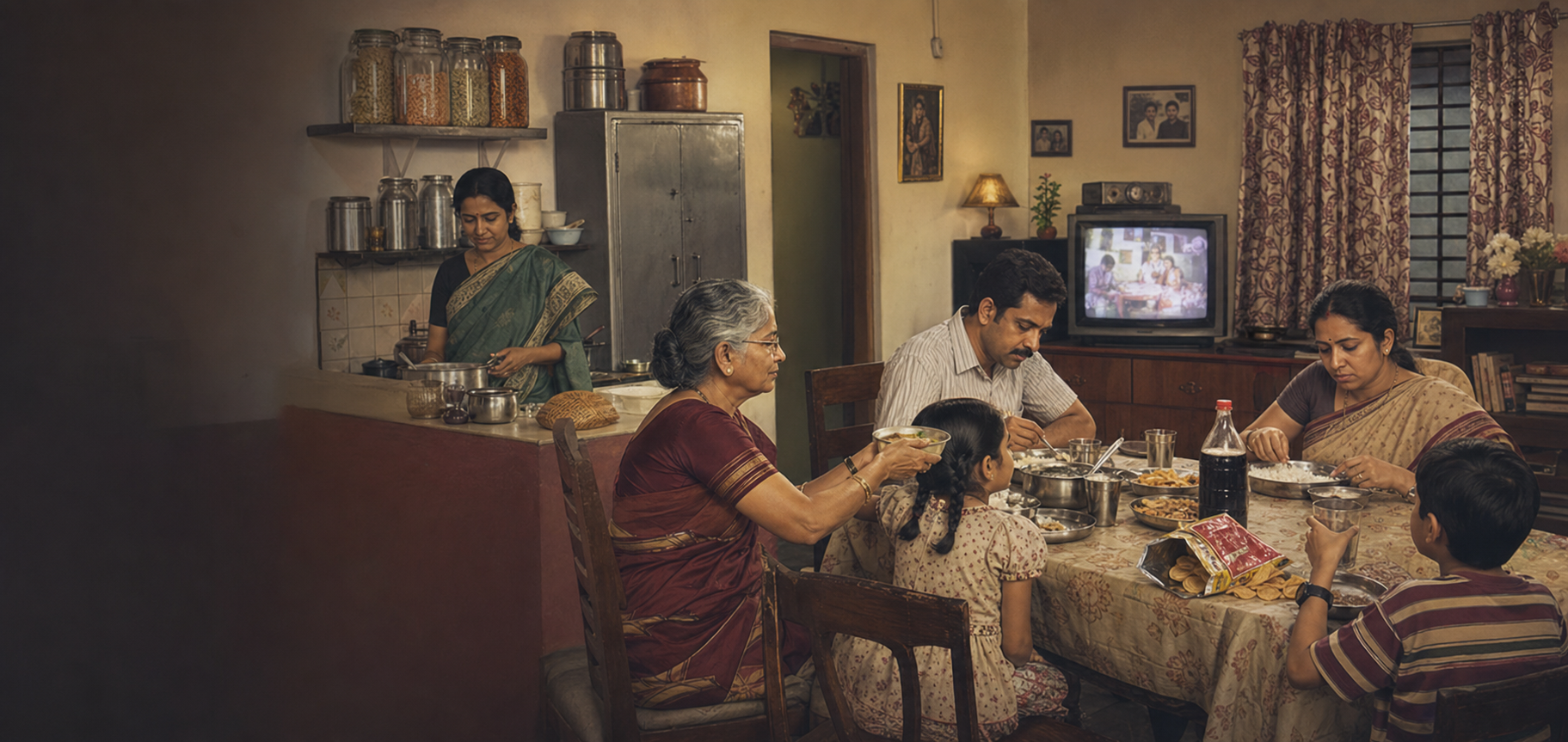 1995 family table influenced by television and convenience food
